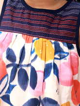 Load image into Gallery viewer, Campana Girls Alice High Yoke Dress - Lemons &amp; Peaches Print - Navy Blue &amp; Peach
