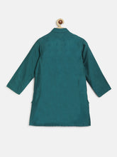 Load image into Gallery viewer, Campana Boys Nishant Kurta Set with Jacket - Chevron Print - Sage and Bottle Green
