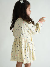 Load image into Gallery viewer, Campana Girls Asmira Swing Dress - Little Hearts Print - White &amp; Navy
