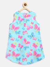 Load image into Gallery viewer, Campana Girls Jackie Front Pleat Dress - Butterflies Print - Pink &amp; Blue

