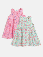 Load image into Gallery viewer, Campana Girls Amy Sleeveless Dresses - Pack of Two - Sea Green &amp; Pink
