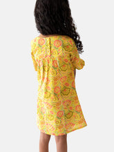 Load image into Gallery viewer, Campana Girls Ashley Frilly Sleeve Dress - Floral Trellis Print - Lime Green
