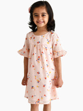 Load image into Gallery viewer, Campana Girls Ashley Frilly Sleeve Dress - Flower Scatter Print - Pink &amp; Multicolour
