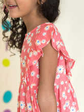 Load image into Gallery viewer, Campana Girls Frilly Dress - Pink Flowers, Pink Dress, Summer Dress, Frock, Print Dress
