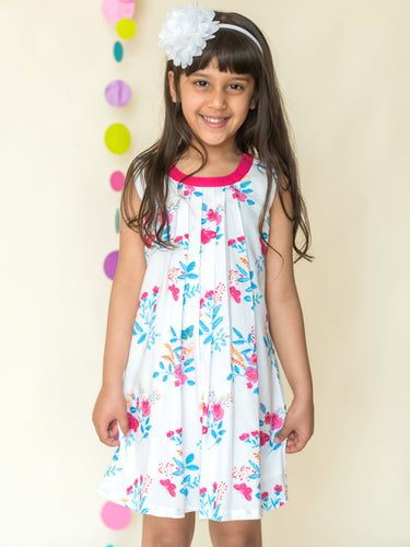 Campana Girls Pleated A-line dress - Flowers and Berries (CK28707)