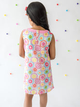 Load image into Gallery viewer, Campana Girls Debbie Shift Dress - Geometric Flower Print - Multicolour, Summer Dress, Pink Dress, Print Dress 
