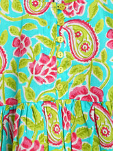 Load image into Gallery viewer, Campana Girls Sanah Dhoti Set - Paisley Print - Turquoise, Lime &amp; Magenta
