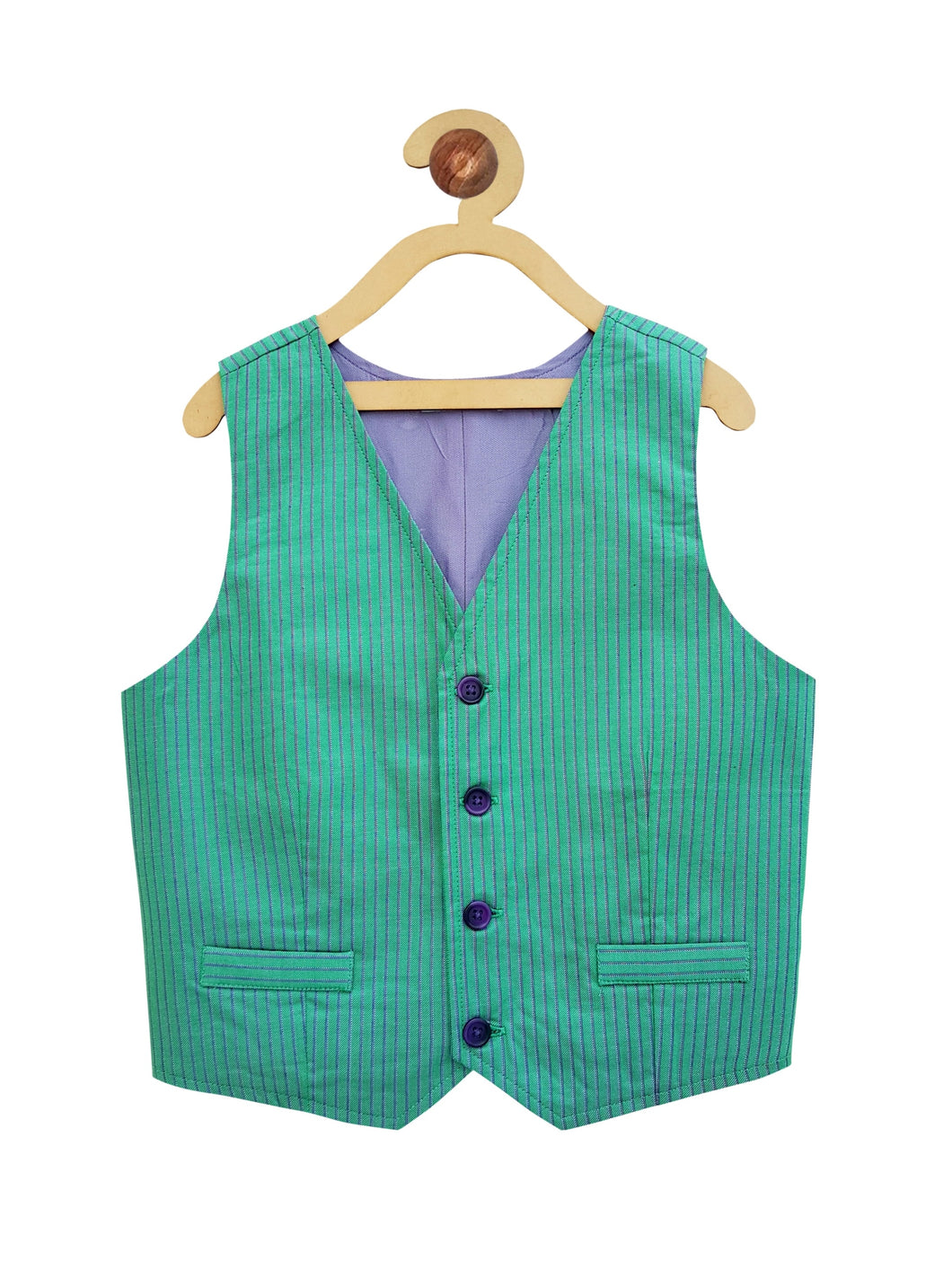 Campana Boys Waistcoat - Green Pinstripe