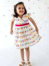 Load image into Gallery viewer, Campana Girls Ruby Crossover Dress - Ice Lolly Print - White &amp; Multi
