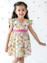 Load image into Gallery viewer, Campana Girls Ruby Crossover Dress - Watercolour Flower Print - White &amp; Multicolour
