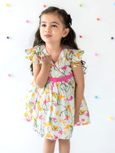 Load image into Gallery viewer, Campana Girls Ruby Crossover Dress - Watercolour Flower Print - White &amp; Multicolour
