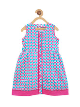 Load image into Gallery viewer, Campana Girls Geometric Print Button Down Dress - Pink &amp; Blue (CK30801)
