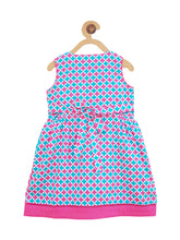 Load image into Gallery viewer, Campana Girls Geometric Print Button Down Dress - Pink &amp; Blue (CK30801)
