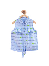 Load image into Gallery viewer, Campana Girls Printed Front Knot Top - Sky Blue (CK30905)
