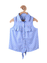 Load image into Gallery viewer, Campana Girls Vickie Shirt Style Top - Chambray Dobby - Blue &amp; Orange
