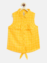 Load image into Gallery viewer, Campana Girls Vickie Shirt Style Top - Windowpane Checks - Yellow
