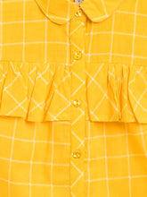 Load image into Gallery viewer, Campana Girls Vickie Shirt Style Top - Windowpane Checks - Yellow
