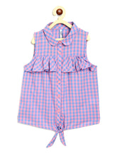 Load image into Gallery viewer, Campana Girls Vickie Shirt Style Top - Checks - Pink &amp; Blue
