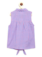 Load image into Gallery viewer, Campana Girls Vickie Shirt Style Top - Checks - Pink &amp; Blue
