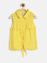 Load image into Gallery viewer, Campana Girls Vickie Shirt Style Top - Wild Dots Print - Yellow
