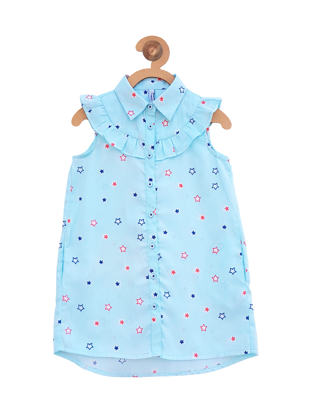 Campana Girls Star Print Tunic Dress - Sky Blue