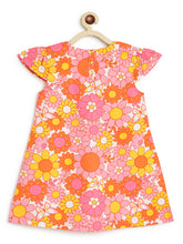 Load image into Gallery viewer, Campana Girls Suzy Dress with Bow - Retro Flower Print - Pink &amp; Yellow
