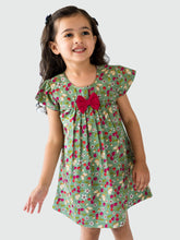 Load image into Gallery viewer, Campana Girls Suzy Dress with Bow - Cherry Bunch Print - Grey &amp; Red
