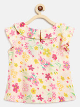 Load image into Gallery viewer, Campana Girls Frida Flutter Sleeve Top - Floral Beauty Print - Cream &amp; Multi
