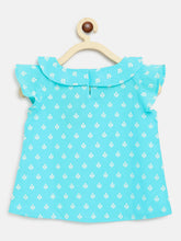 Load image into Gallery viewer, Campana Girls Frida Flutter Sleeve Top - Khari Floret Print - Blue
