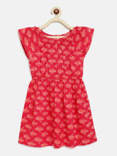 Load image into Gallery viewer, Campana Girls Astrid Raglan Sleeve Dress - Clam Shell Print - Red &amp; Orange
