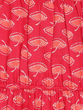 Load image into Gallery viewer, Campana Girls Astrid Raglan Sleeve Dress - Clam Shell Print - Red &amp; Orange
