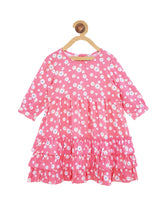 Load image into Gallery viewer, Campana Girls Flared Dress with Frills - Peach Daisy Print
