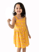 Load image into Gallery viewer, Campana Girls Lisa Bohemian Dress - Pastel Ikkat Print - Yellow &amp; Pink
