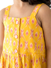 Load image into Gallery viewer, Campana Girls Lisa Bohemian Dress - Pastel Ikkat Print - Yellow &amp; Pink
