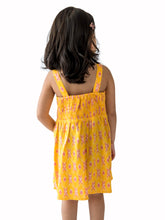 Load image into Gallery viewer, Campana Girls Lisa Bohemian Dress - Pastel Ikkat Print - Yellow &amp; Pink
