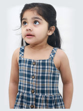 Load image into Gallery viewer, Campana Girls Lisa Bohemian Dress - Plaid Pattern - Navy &amp; White
