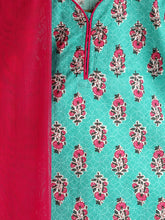 Load image into Gallery viewer, Campana Girls Koel Lehenga Set - Floral Block Print - Turquoise and Magenta
