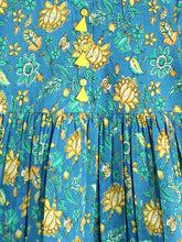 Load image into Gallery viewer, Campana Girls Zoe Dress - Floral Vine Print - Blue &amp; Sea Green
