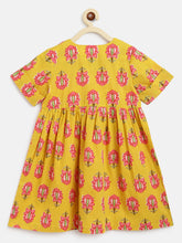 Load image into Gallery viewer, Campana Girls Zoe Dress - Big Lotus Print - Yellow &amp; Pink
