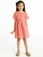 Load image into Gallery viewer, Campana Girls Zoe Dress - Mughal Jaali Print - Pink &amp; Orange
