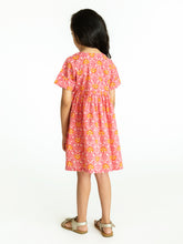 Load image into Gallery viewer, Campana Girls Zoe Dress - Mughal Jaali Print - Pink &amp; Orange
