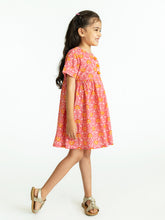 Load image into Gallery viewer, Campana Girls Zoe Dress - Mughal Jaali Print - Pink &amp; Orange
