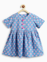 Load image into Gallery viewer, Campana Girls Zoe Dress - Small Flower Print - Grey &amp; Pink
