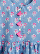 Load image into Gallery viewer, Campana Girls Zoe Dress - Small Flower Print - Grey &amp; Pink
