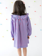 Load image into Gallery viewer, Campana Girls Gaby Long Sleeve Dress - Pastel Gingham Print - Pink &amp; Blue, Pink Dress, Full Sleeves Dress, Summer Dress
