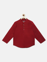 Load image into Gallery viewer, Campana Boys Amias Popover Shirt - Solid Textured - Deep Red
