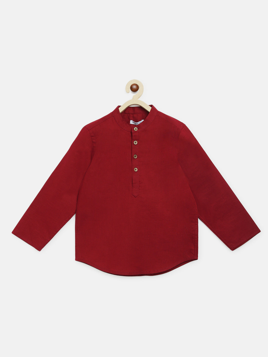 Campana Boys Amias Popover Shirt - Solid Textured - Deep Red