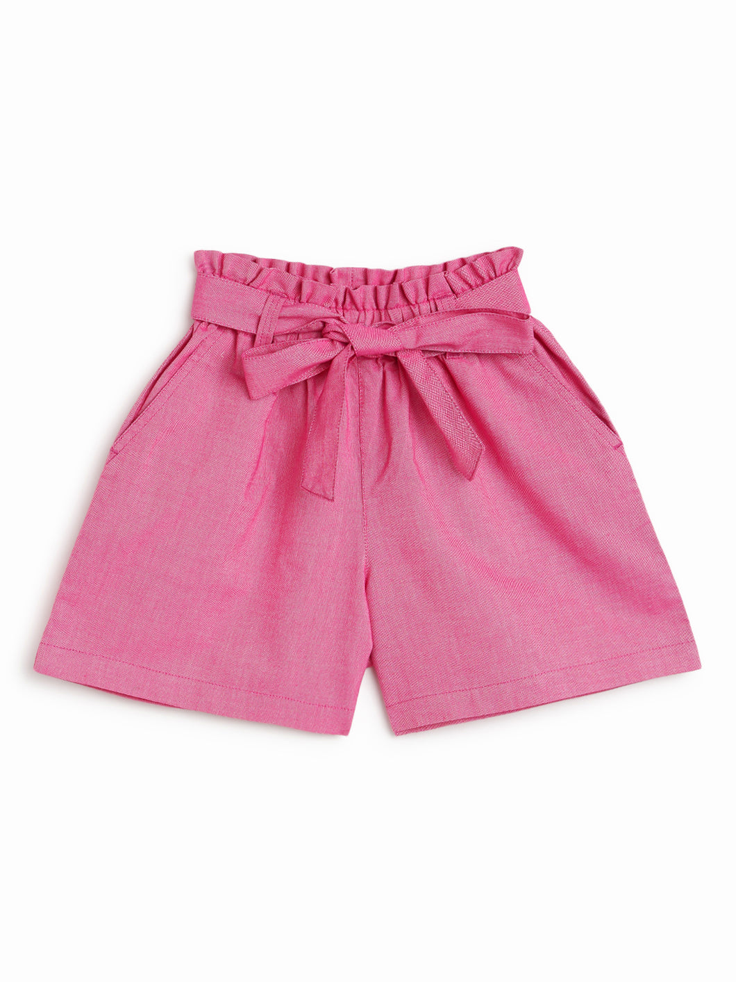 Campana Girls Luna Solid Shorts - Deep Pink Chambray