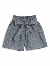 Load image into Gallery viewer, Campana Girls Luna Printed Shorts - Navy Polka Dot Chambray
