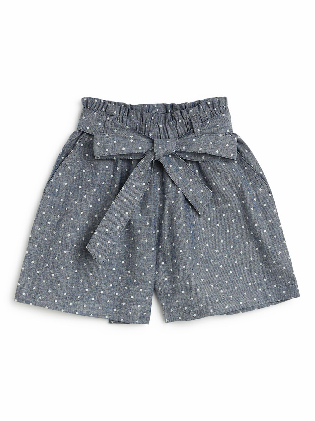 Campana Girls Luna Printed Shorts - Navy Polka Dot Chambray